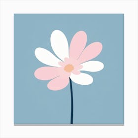 A White And Pink Flower In Minimalist Style Square Composition 110 Canvas Print