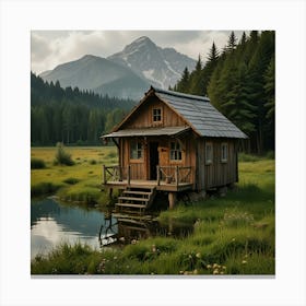 Cabin In The Mountains Canvas Print