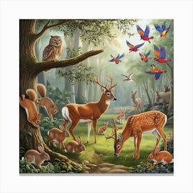 Deer In The Forest Canvas Print