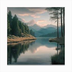 Serene Dawn At The Lakeside Canvas Print