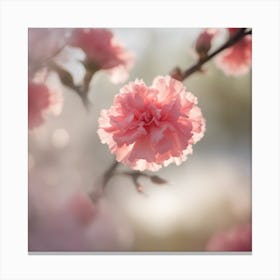 A Blooming Carnation Blossom Tree With Petals Gently Falling In The Breeze 1 Canvas Print