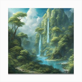 0 A Mural With Blue, Green, And Stunning Nature Esrgan V1 X2plus Canvas Print