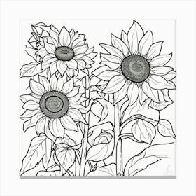 Sunflowers Coloring Page Canvas Print