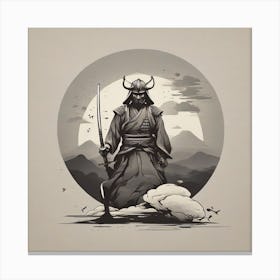 Samurai hold Sword, minimalist print Canvas Print