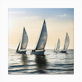 Sailboats In The Ocean Canvas Print