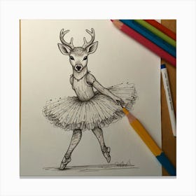 Ballerina Deer 3 Canvas Print