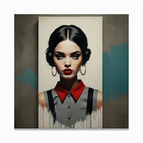 Girl With Red Lipstick Canvas Print