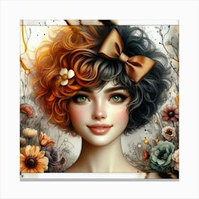 Girl With Flowers 6 Canvas Print