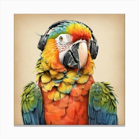 Parrot With Headphones 1 Canvas Print