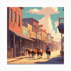 Western Town In Texas With Horses No People Golden Ratio Fake Detail Trending Pixiv Fanbox Acry (3) Canvas Print
