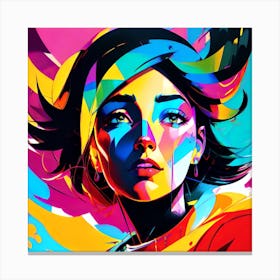 Girl With Colorful Hair Canvas Print