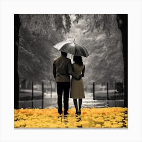 Couple In The Rain 1 Canvas Print