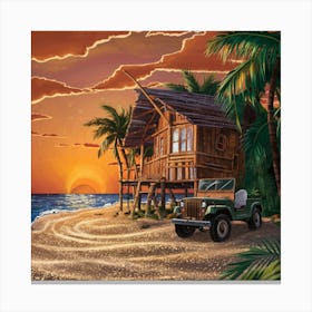 Jeep At Sunset Canvas Print