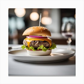 Burger In A Restaurant 1 Canvas Print