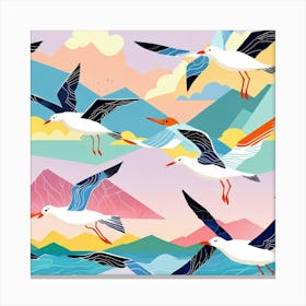 Seagulls In Flight Canvas Print