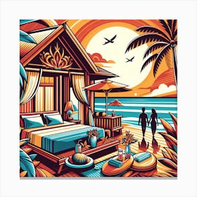 Tahitian Beach House Canvas Print