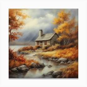 Autumn By The Stream Canvas Print