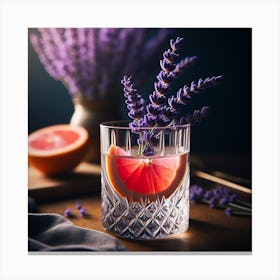 Grapefruit Cocktail With Lavender Canvas Print