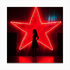 Silhouette Of A Woman In Front Of A Red Star Canvas Print