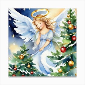 Angel Christmas Tree Canvas Print