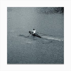 Rower Rowing One Photo Photogaphy Single Square Sport Black And White Monochrome Canvas Print
