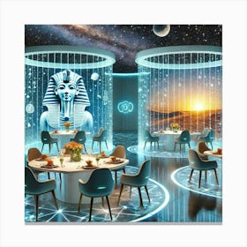 Futuristic Holodining Rooms Offering A Blend Of Th Canvas Print