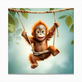 A playful baby orangutan Canvas Print