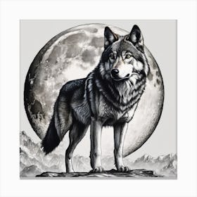 Wolf In The Moonlight Canvas Print