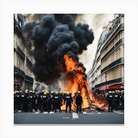 Riots In Paris Canvas Print