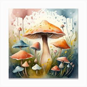 Watercolor Mushroom Painting Canvas Print