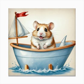 Hamster In A Boat 6 Canvas Print