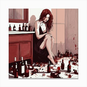 Girl In A Bathroom 2 Canvas Print
