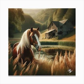 Beautiful Pinto By The Pond Canvas Print