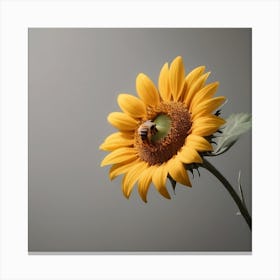 Bee On Sunflower Canvas Print