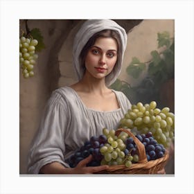 Girl With Grapes Canvas Print