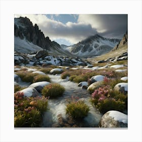 Snowy Mountains - Style of William Morris 1 Canvas Print