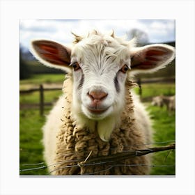 Fur Pet Cute Wool Farm Animal Wood Countryside Head Shot Country Head Graze Mammal Green (5) Canvas Print