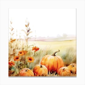 Pumpkins In The Countryside Watercolour Canvas Print