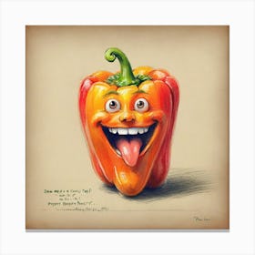 Red Pepper With Tongue Out Canvas Print
