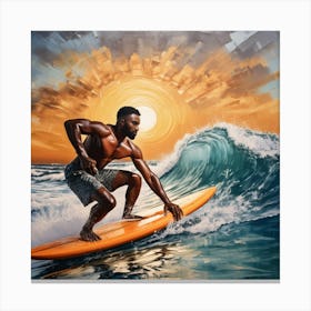 Surfer At Sunset 6 Canvas Print