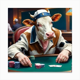 Poker Cow 1 Canvas Print