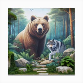 Bear and wolf 1 Canvas Print