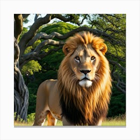 Lion In The Forest 2 Canvas Print