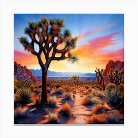 Watercolour Landscape Joshua Tree National Park Studio Photography Complex Details Canvas Print