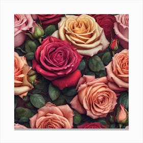 Roses Seamless Pattern 17 Canvas Print