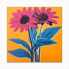 Daisy 1 Pop Art Illustration Square Canvas Print