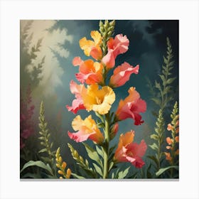 Snapdragon Floral Botanical Vintage Poster Flower Art Print 3 Canvas Print