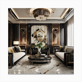 Black And Gold Living Room 4 Canvas Print