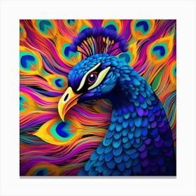 Peacock With Colorful Feathers 1 Canvas Print