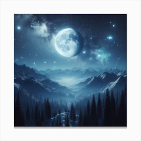 Full Moon In The Mountains Canvas Print